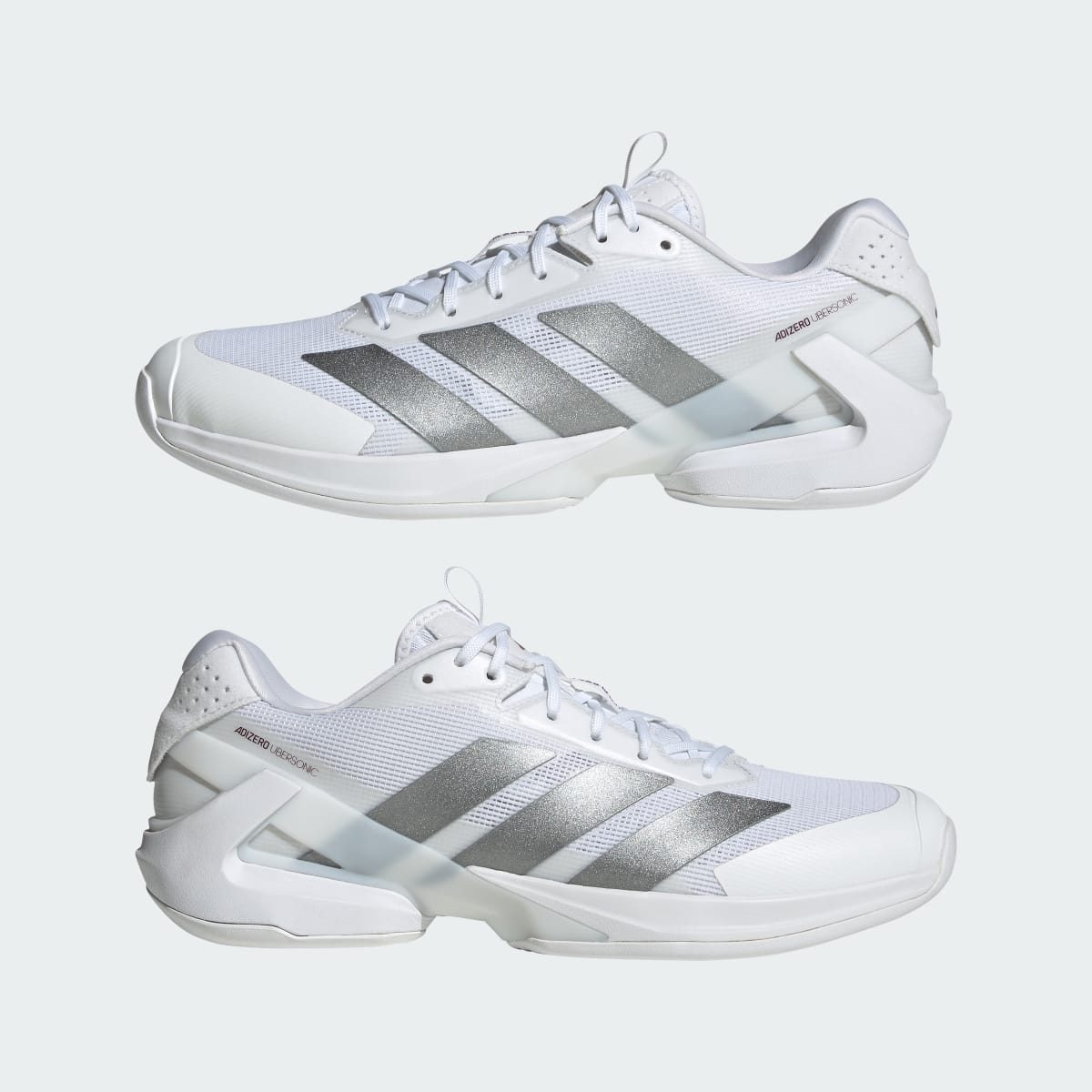 Adidas Men's Adizero Ubersonic 5 Tennis Shoes - Cloud White / Tech Grey Metallic / Maroon - Image 7