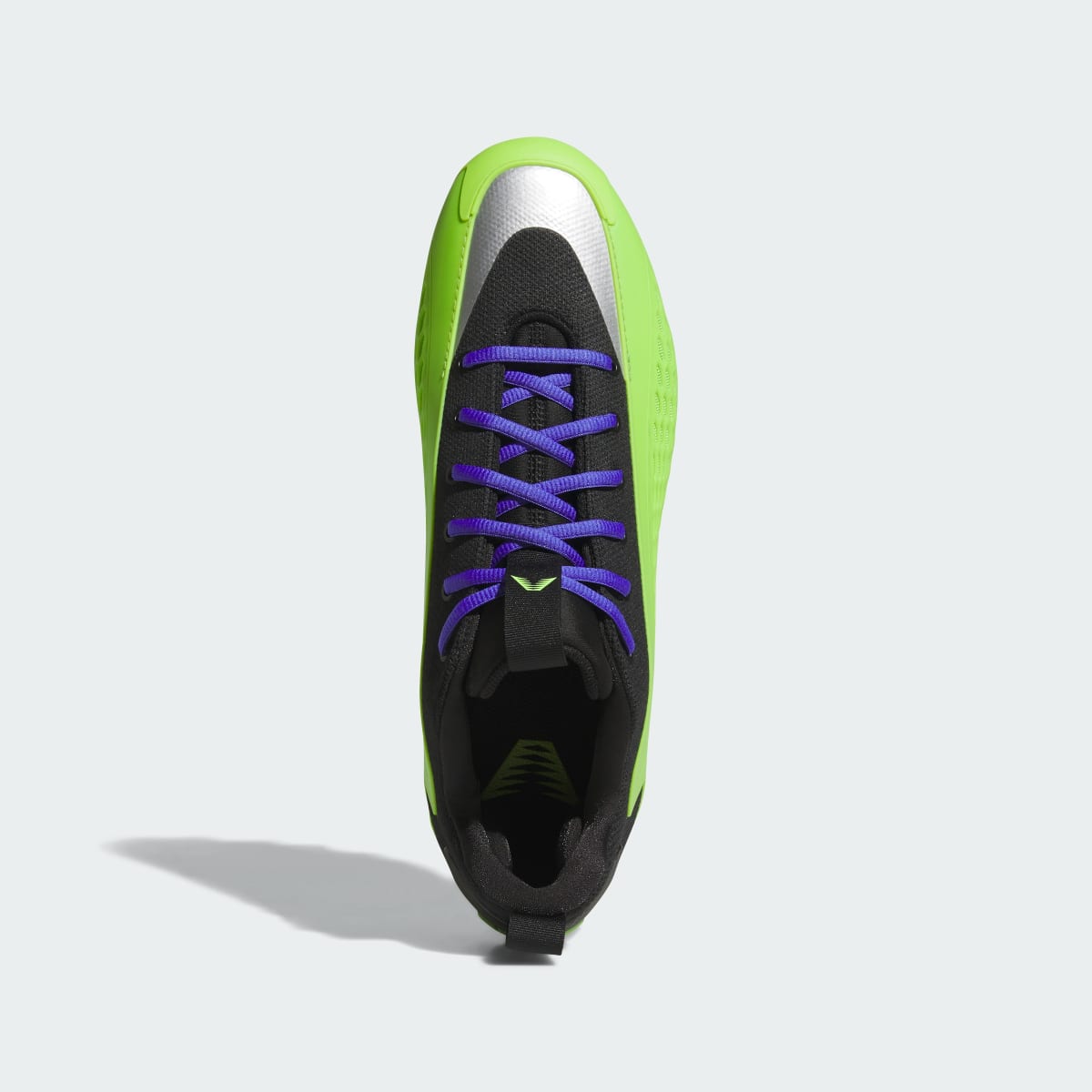 Adidas Men's Anthony Edwards 1 Low American Football Cleat - Core Black / Semi Solar Green / Solar Purple - Image 2