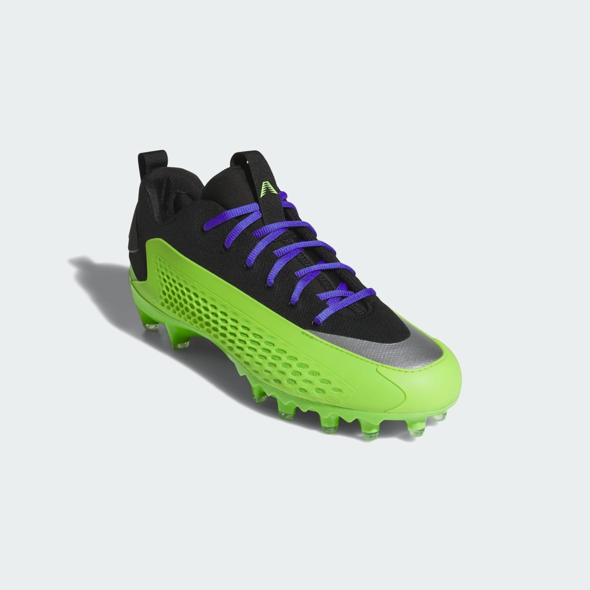 Adidas Men's Anthony Edwards 1 Low American Football Cleat - Core Black / Semi Solar Green / Solar Purple - Image 4