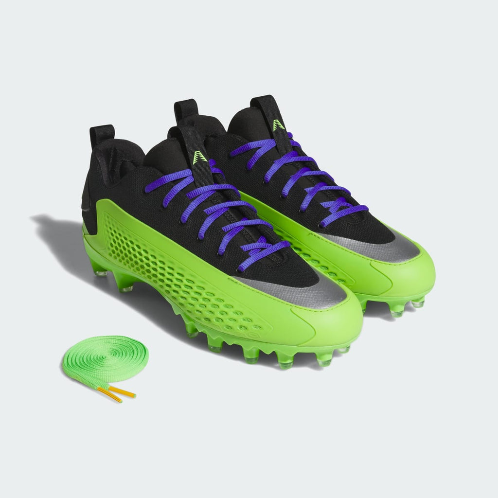 Adidas Men's Anthony Edwards 1 Low American Football Cleat - Core Black / Semi Solar Green / Solar Purple - Image 7