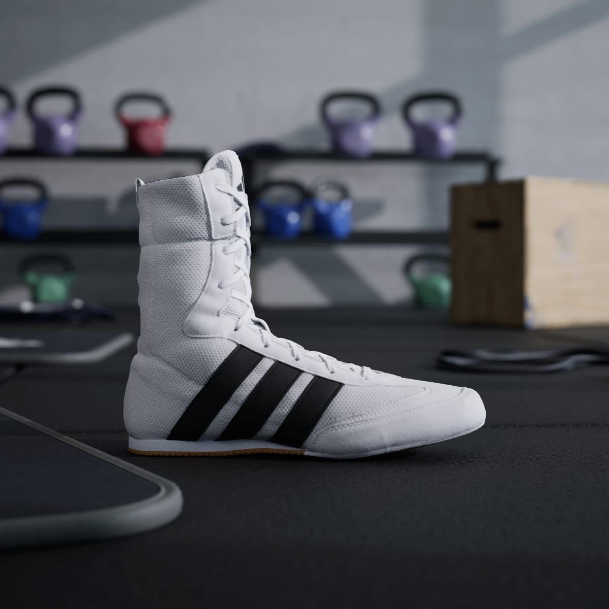 Adidas Men's BOX HOG CLASSIC Shoes - Cloud White / Core Black / Cloud White - Image 3