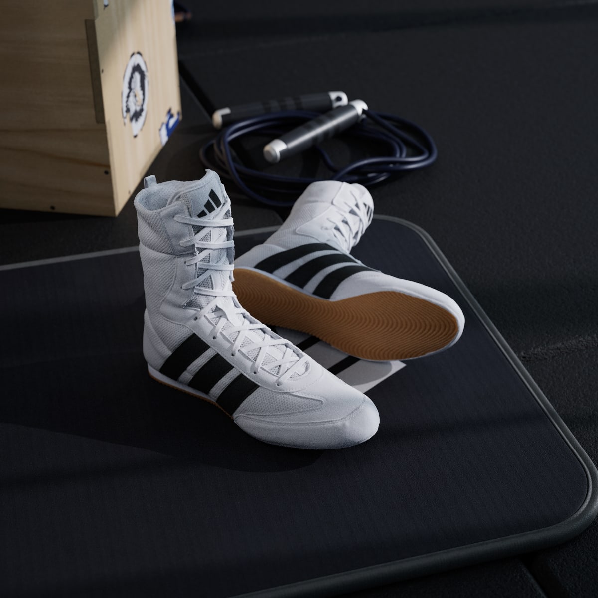 Adidas Women's BOX HOG CLASSIC Shoes - Cloud White / Core Black / Cloud White - Image 8