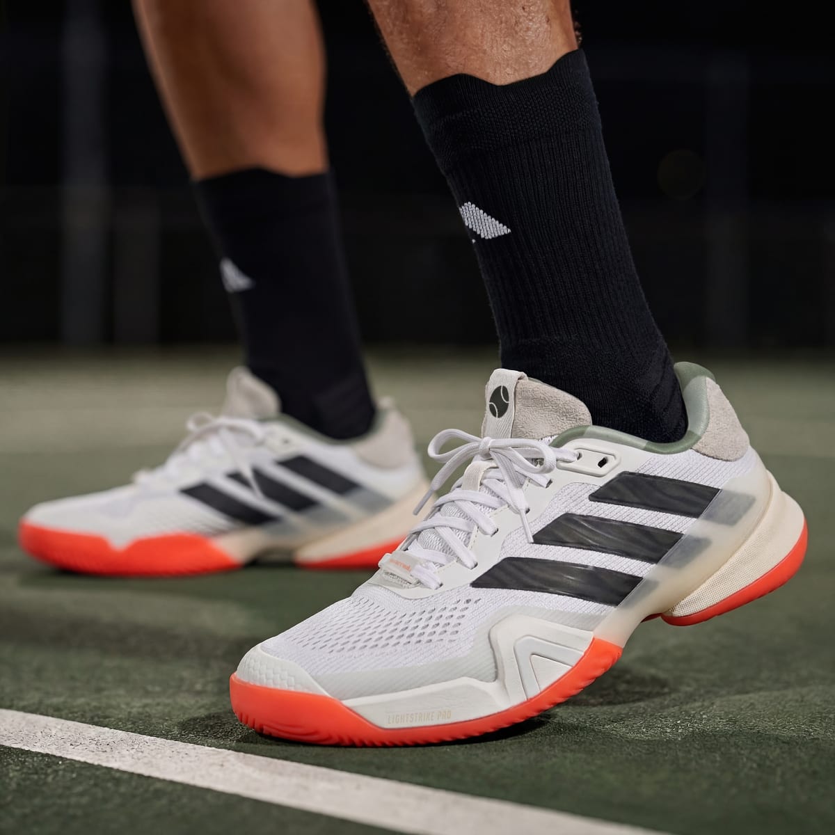 Adidas Men's Barricade 14 Tennis Shoes - Cloud White / Carbon / Wonder White - Image 4