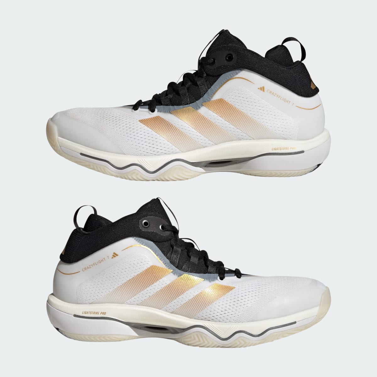 Adidas Men's CRAZYFLIGHT 7 SHOES - Cloud White / Gold Metallic / Core Black - Image 7