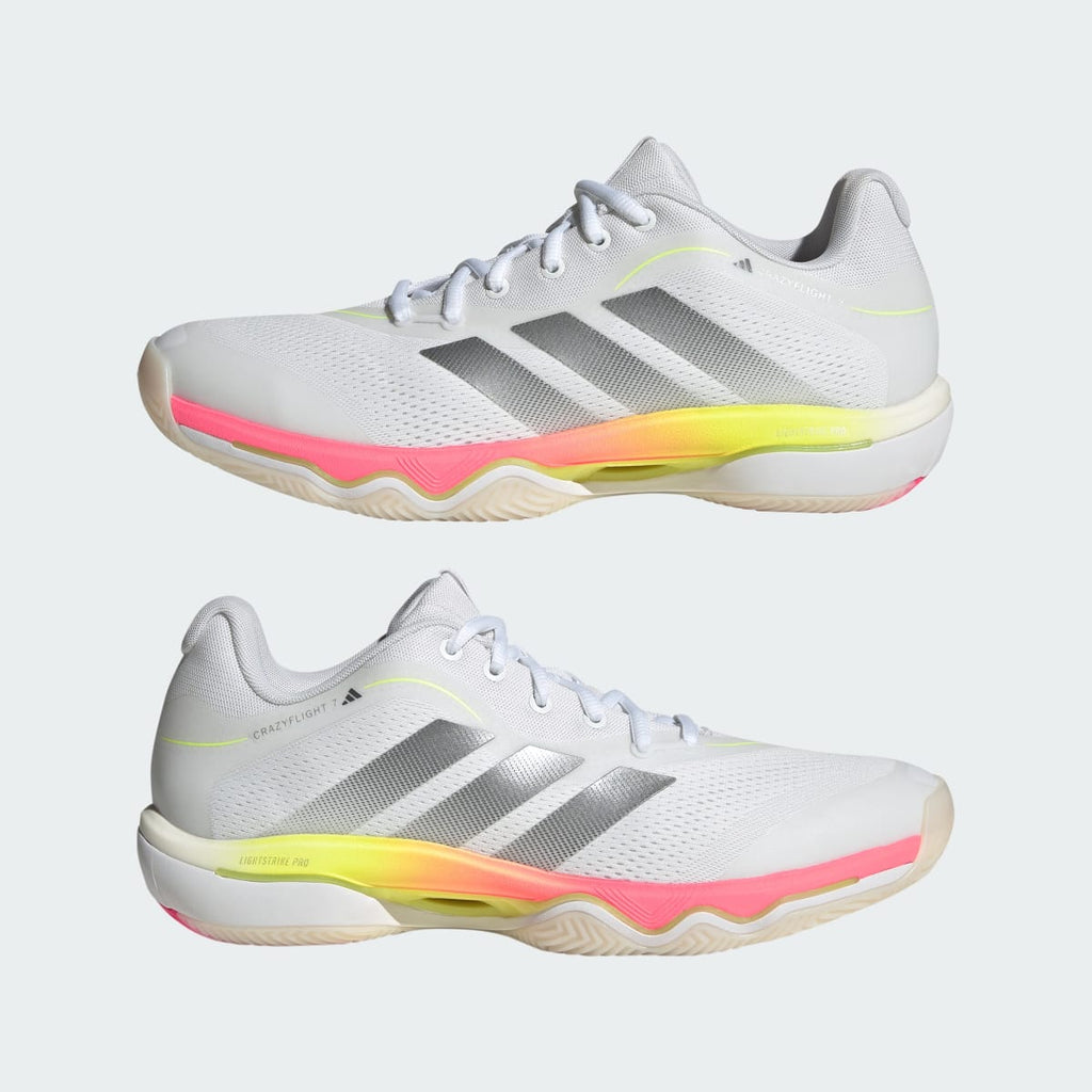 Adidas Men's CRAZYFLIGHT 7 Shoes - Cloud White / Iron Metallic / Solar Turbo - Image 7