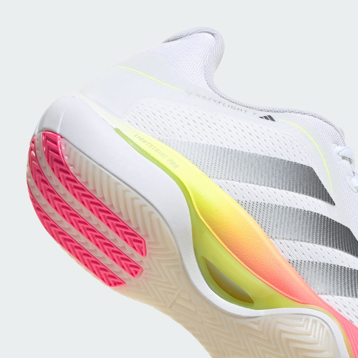 Adidas Men's CRAZYFLIGHT 7 Shoes - Cloud White / Iron Metallic / Solar Turbo - Image 8