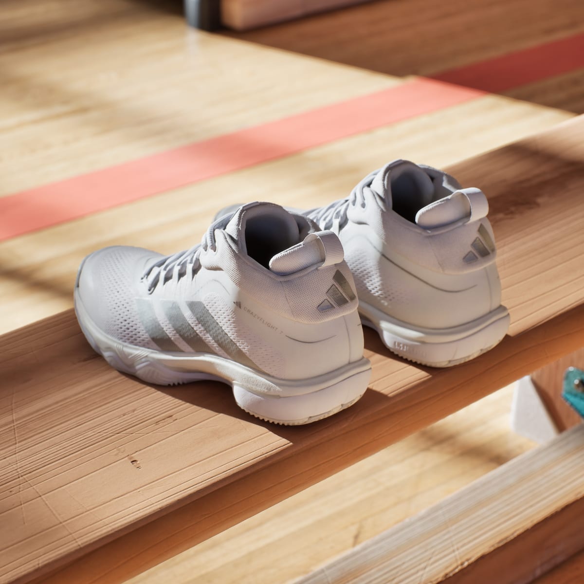 Adidas Women's CRAZYFLIGHT 7 Shoes - Cloud White / Silver Metallic / Cloud White - Image 7