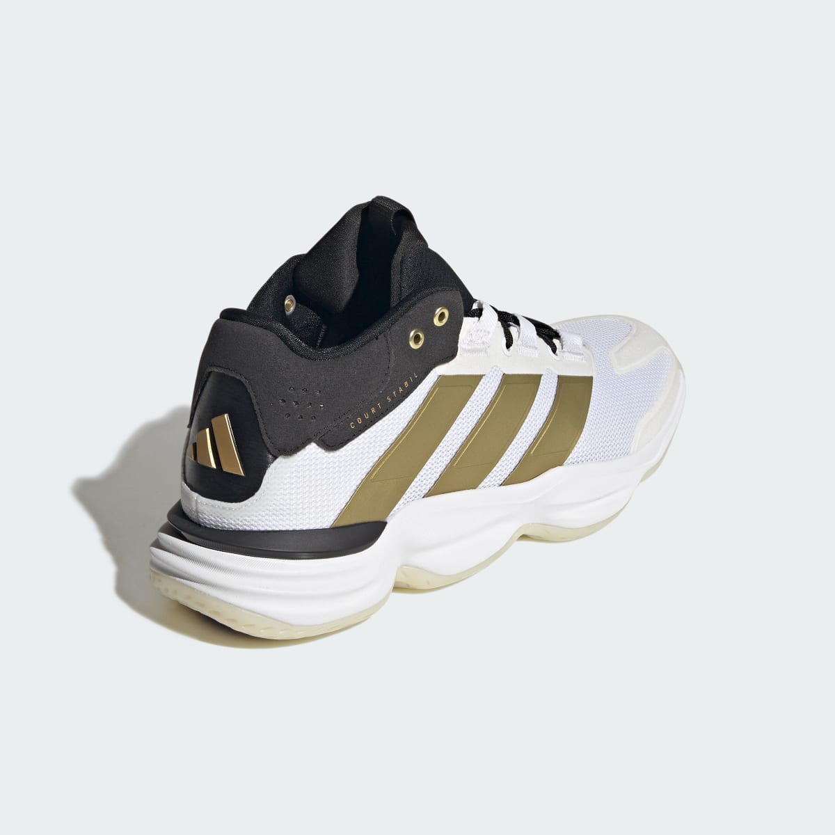 Adidas Men's Court Stabil Indoor Shoes - Cloud White / Gold Metallic / Core Black - Image 5