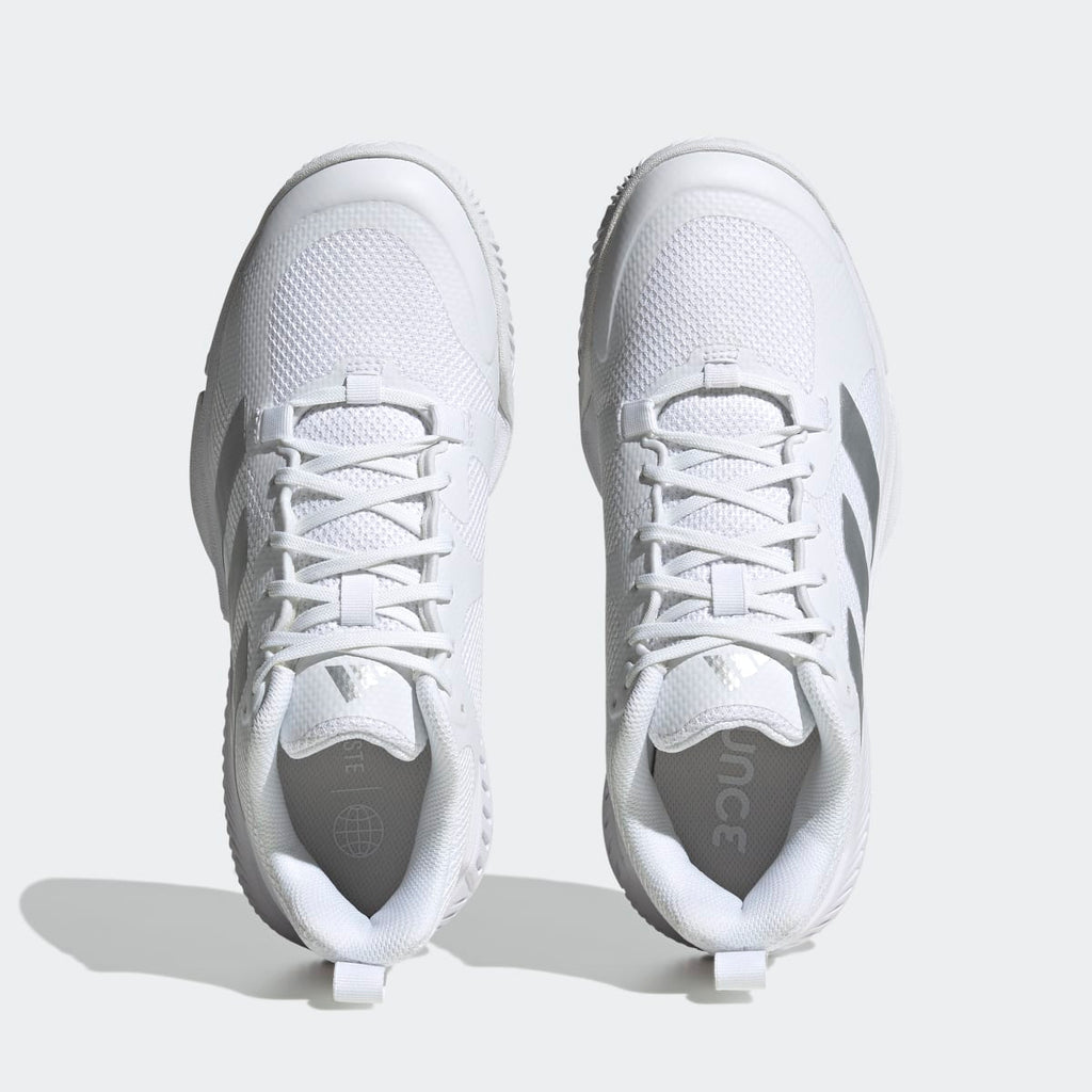 Adidas Women's Court Team Bounce 2.0 Shoes - Cloud White / Silver Metallic / Grey One - Image 2