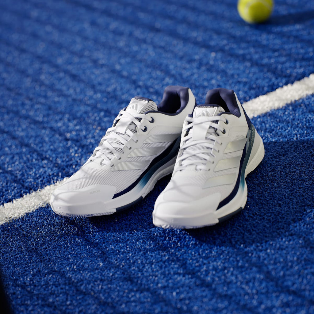 Adidas Men's Crazyquick BOOST Padel Shoes - Cloud White / Silver Metallic / Dark Blue - Image 5