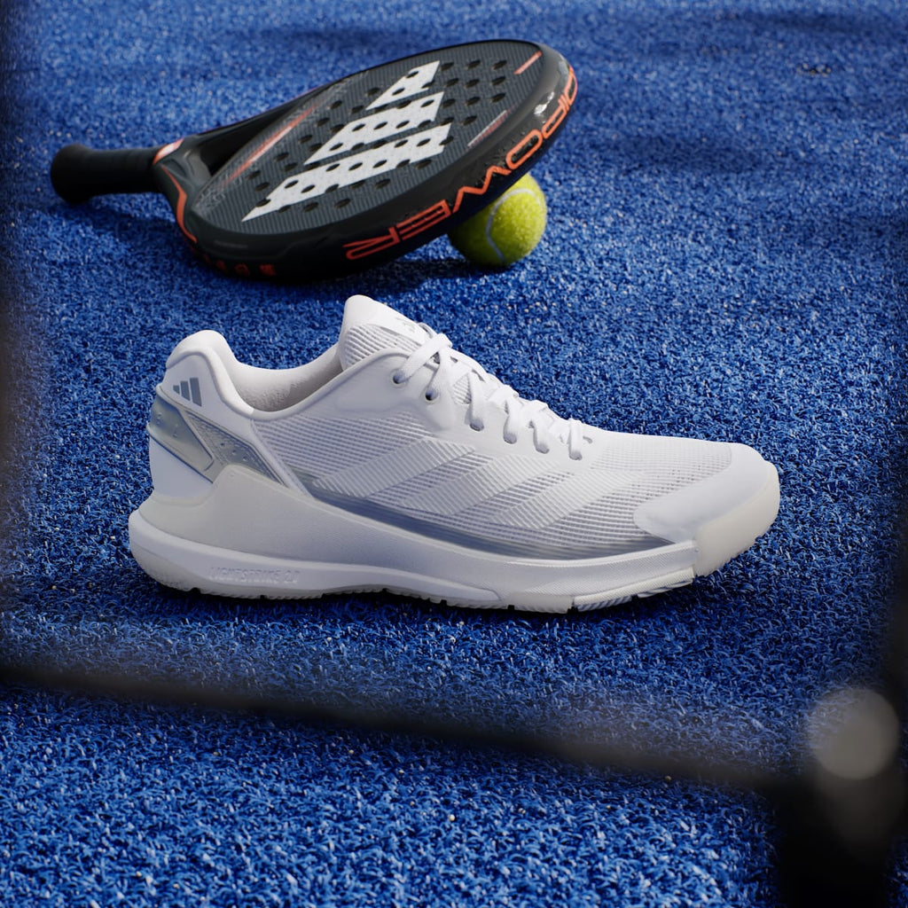 Adidas Women's Crazyquick Lightstrike Padel Shoes - Cloud White / Cloud White / Zero Metalic - Image 3