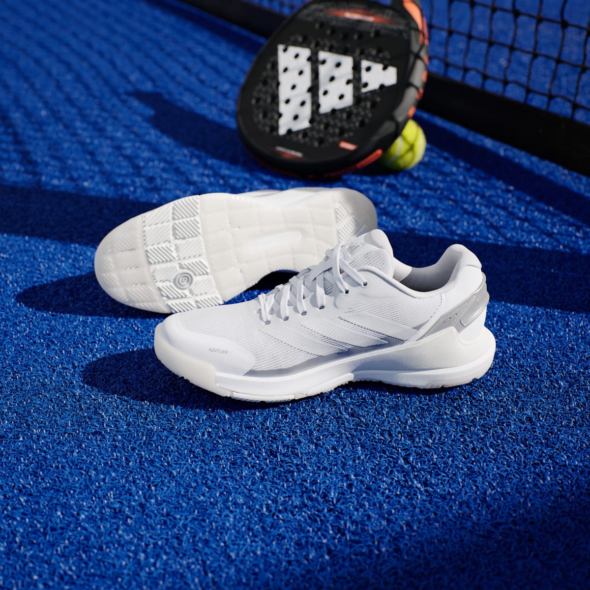 Adidas Women's Crazyquick Lightstrike Padel Shoes - Cloud White / Cloud White / Zero Metalic - Image 4