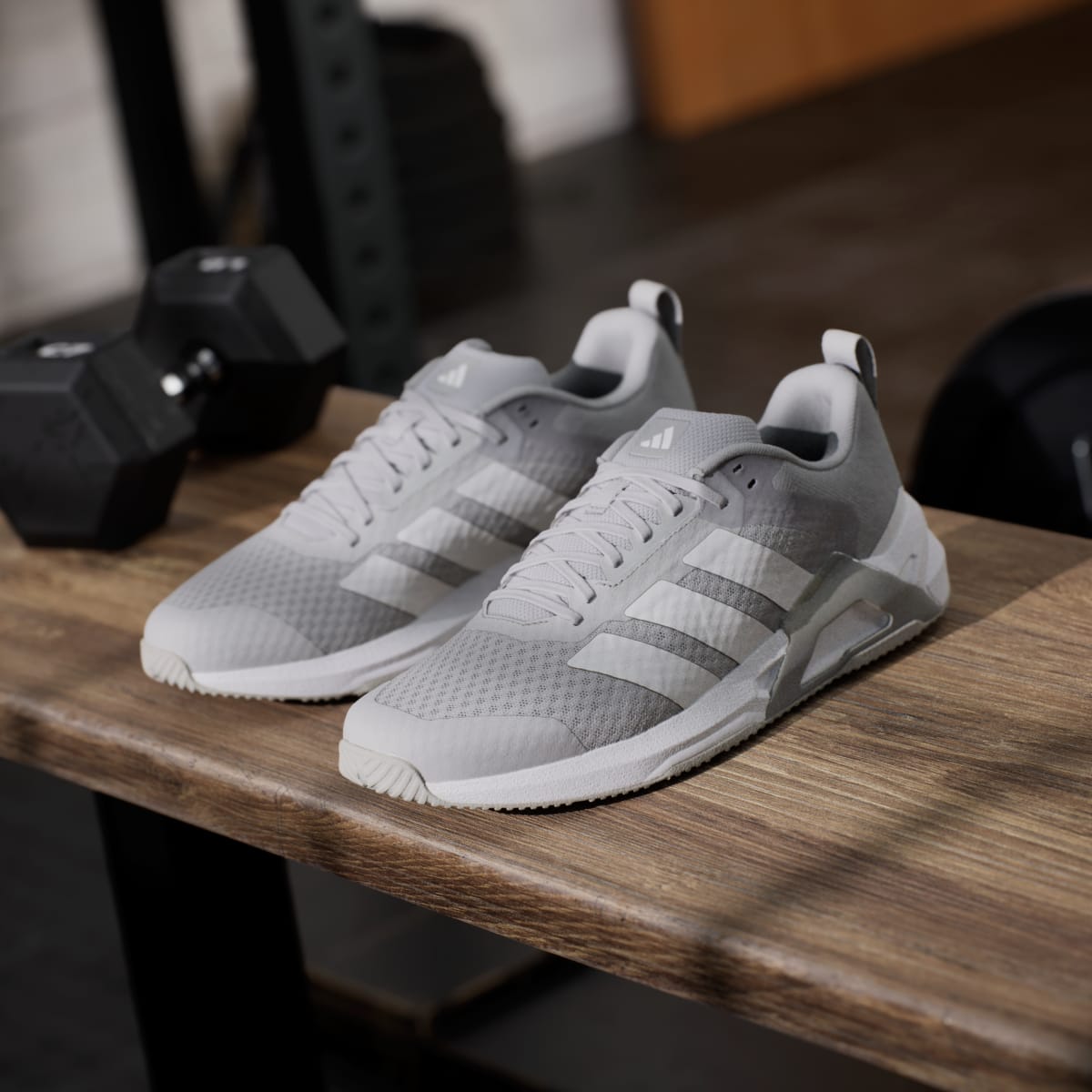 Adidas Men's Dropset Control Training Shoes - Grey Two / Cloud White / Cloud White - Image 5