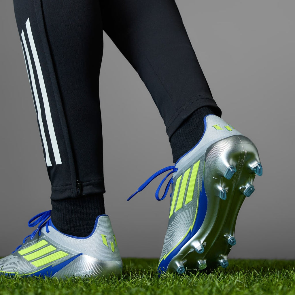 Adidas Men's F50 Elite Messi Firm Ground Cleats - Silver Metallic / Solar Yellow / Lucid Blue - Image 9