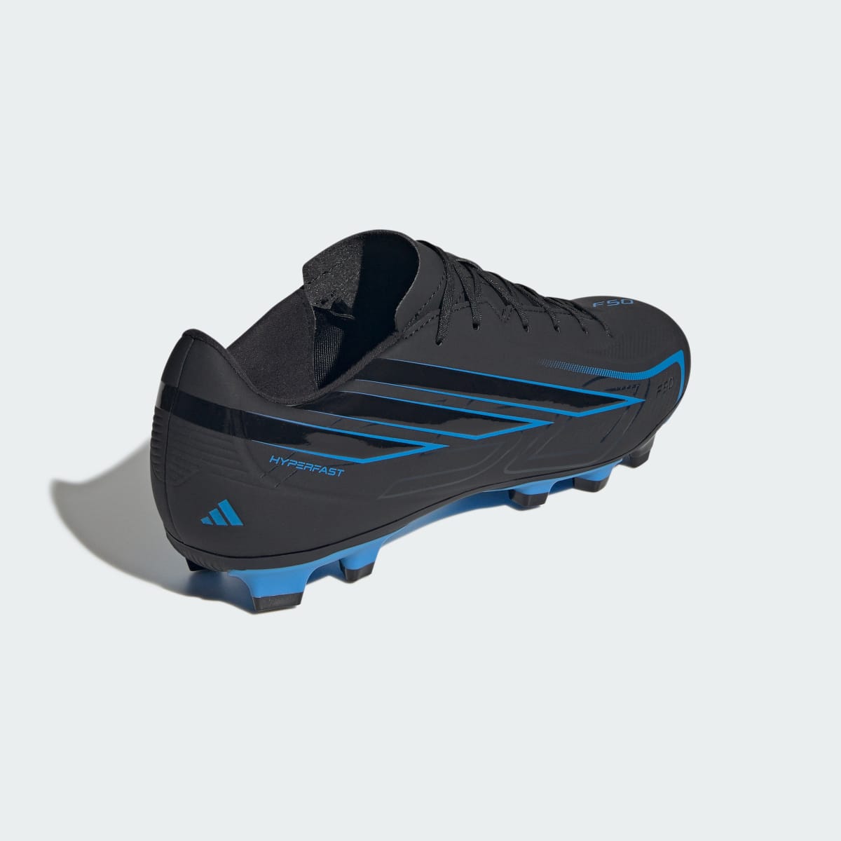 Adidas Men's F50 HYPERFAST CLUB Firm Ground / Multi Ground Soccer Cleats - Core Black / Core Black / Lucid Ray Blue - Image 6