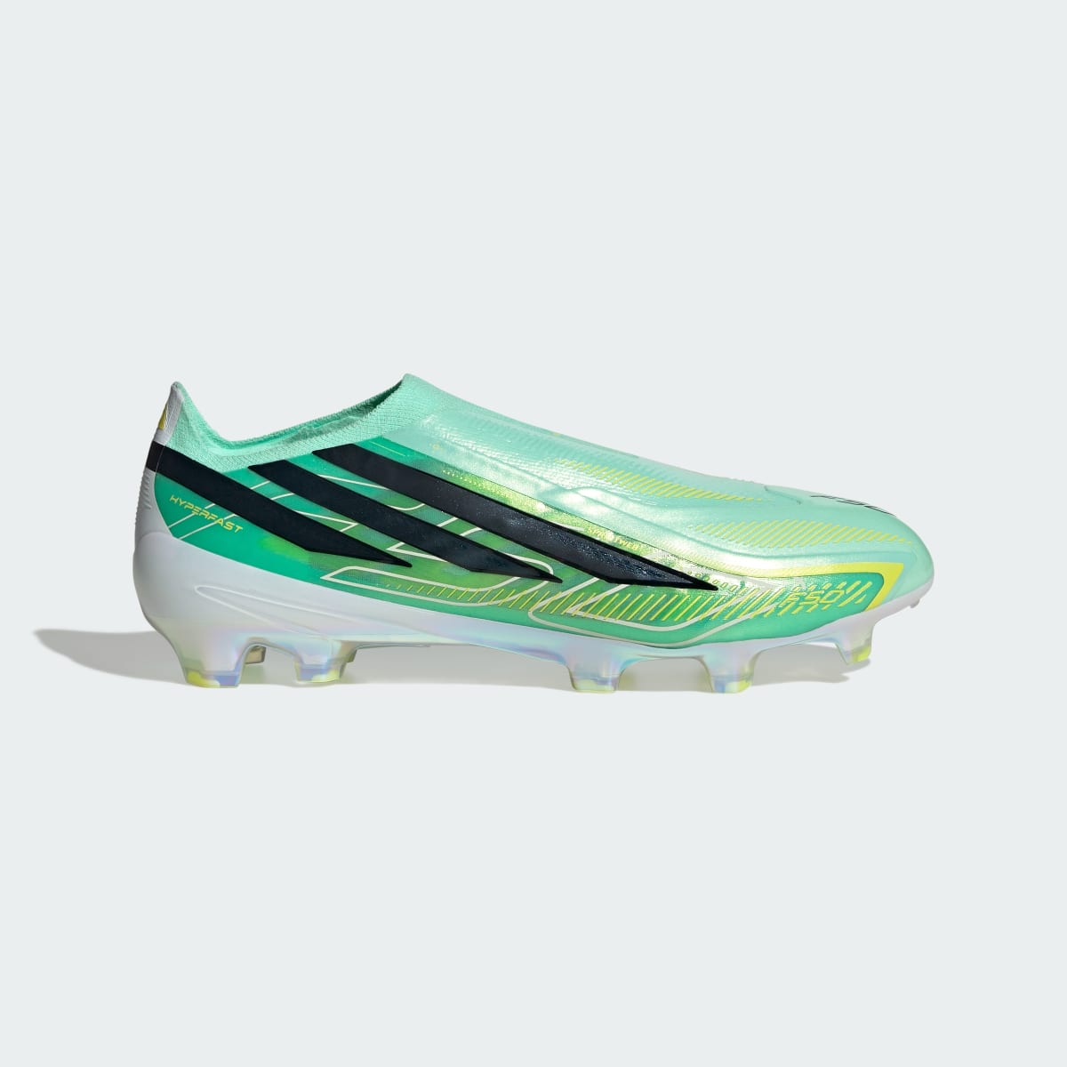 Adidas Men's F50 HYPERFAST ELITE Laceless Firm Ground Cleats - Pulse Mint / Core Black / Solar Lemon - Image 2