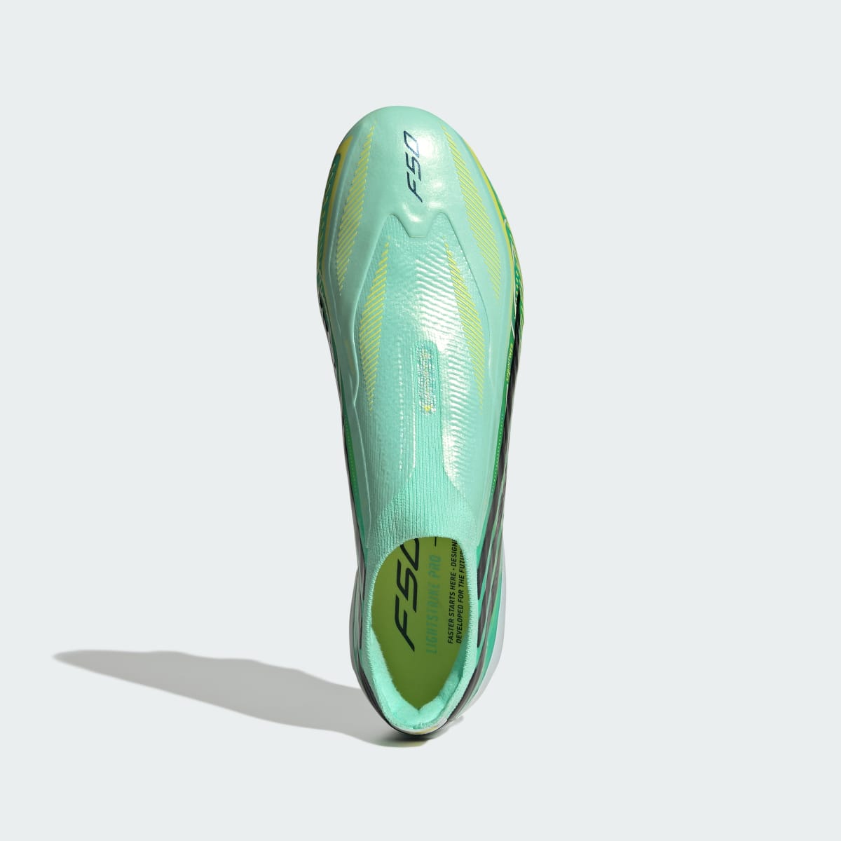 Adidas Men's F50 HYPERFAST ELITE Laceless Firm Ground Cleats - Pulse Mint / Core Black / Solar Lemon - Image 3