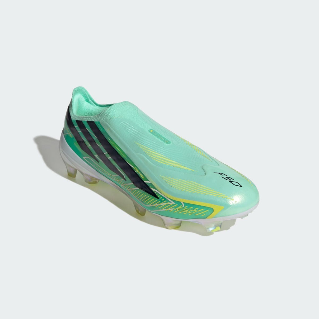 Adidas Men's F50 HYPERFAST ELITE Laceless Firm Ground Cleats - Pulse Mint / Core Black / Solar Lemon - Image 5