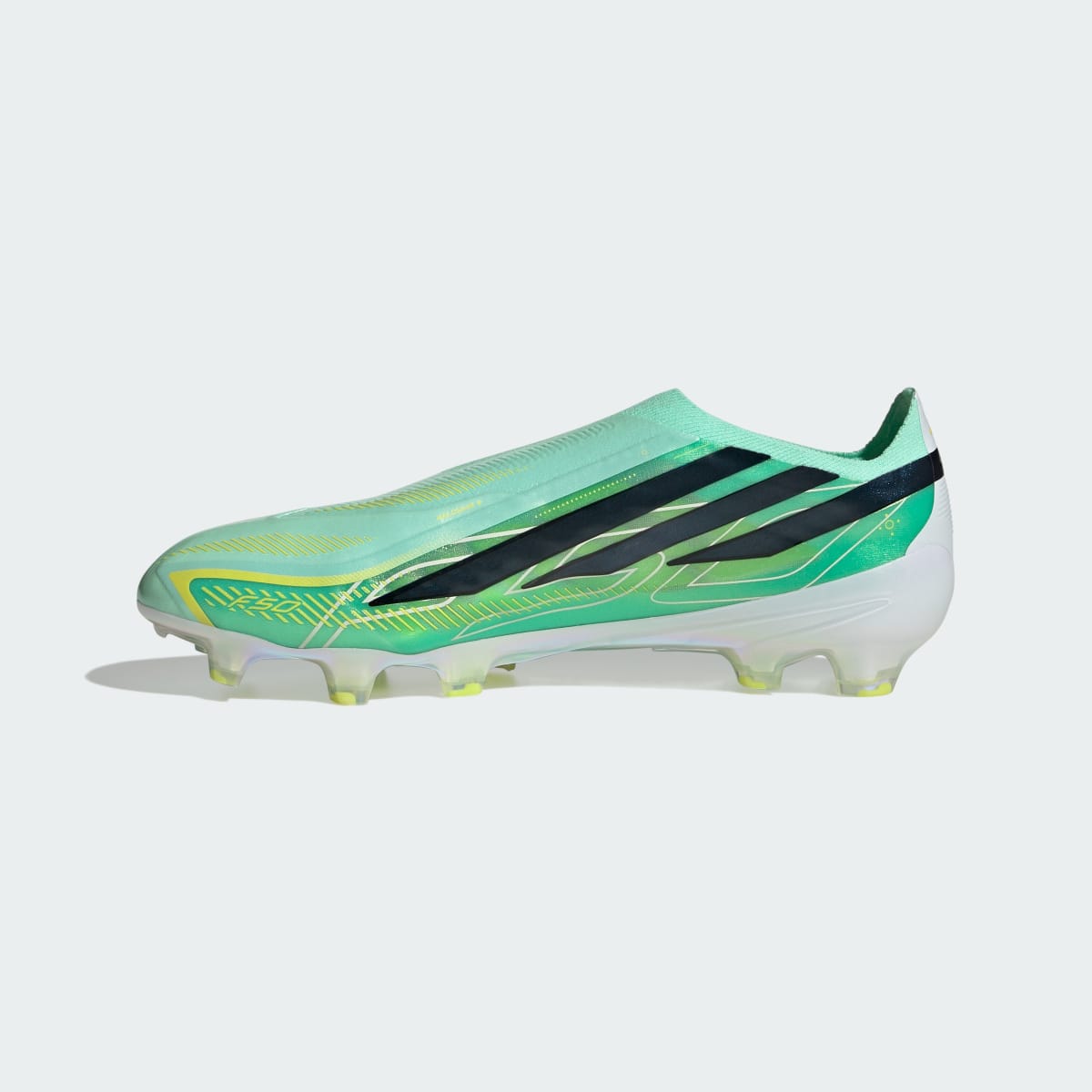 Adidas Men's F50 HYPERFAST ELITE Laceless Firm Ground Cleats - Pulse Mint / Core Black / Solar Lemon - Image 7