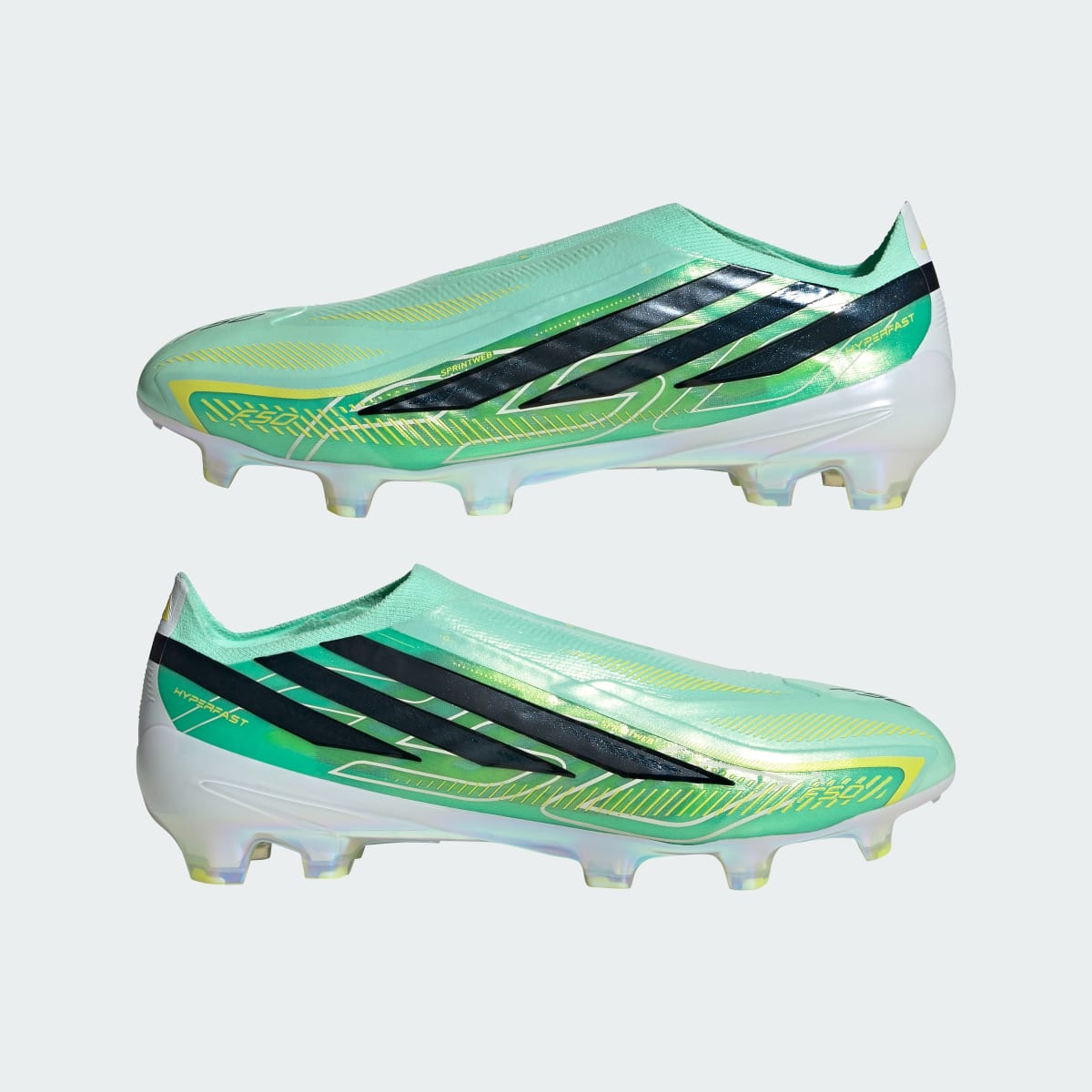 Adidas Men's F50 HYPERFAST ELITE Laceless Firm Ground Cleats - Pulse Mint / Core Black / Solar Lemon - Image 8