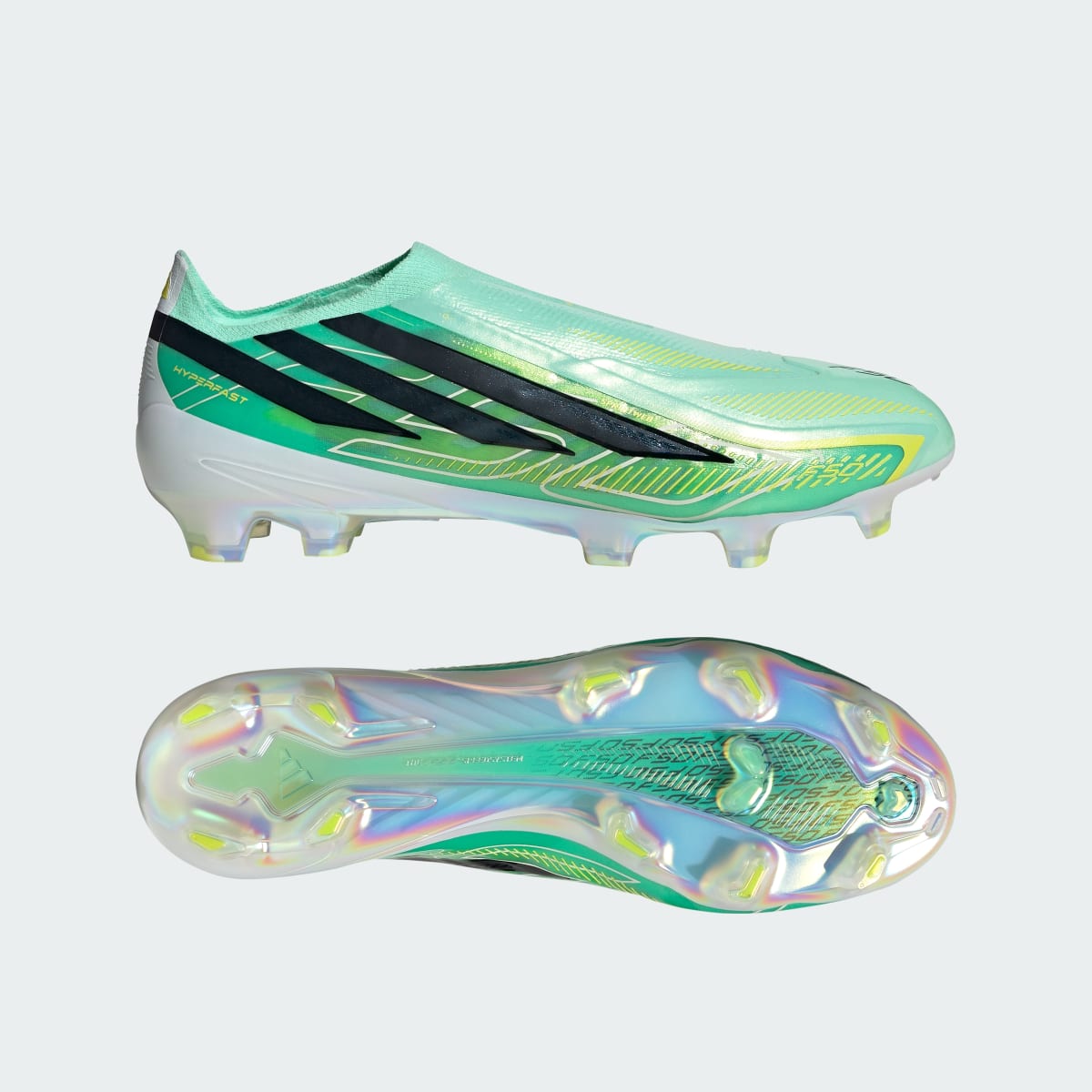 Adidas Men's F50 HYPERFAST ELITE Laceless Firm Ground Cleats - Pulse Mint / Core Black / Solar Lemon - Image 1