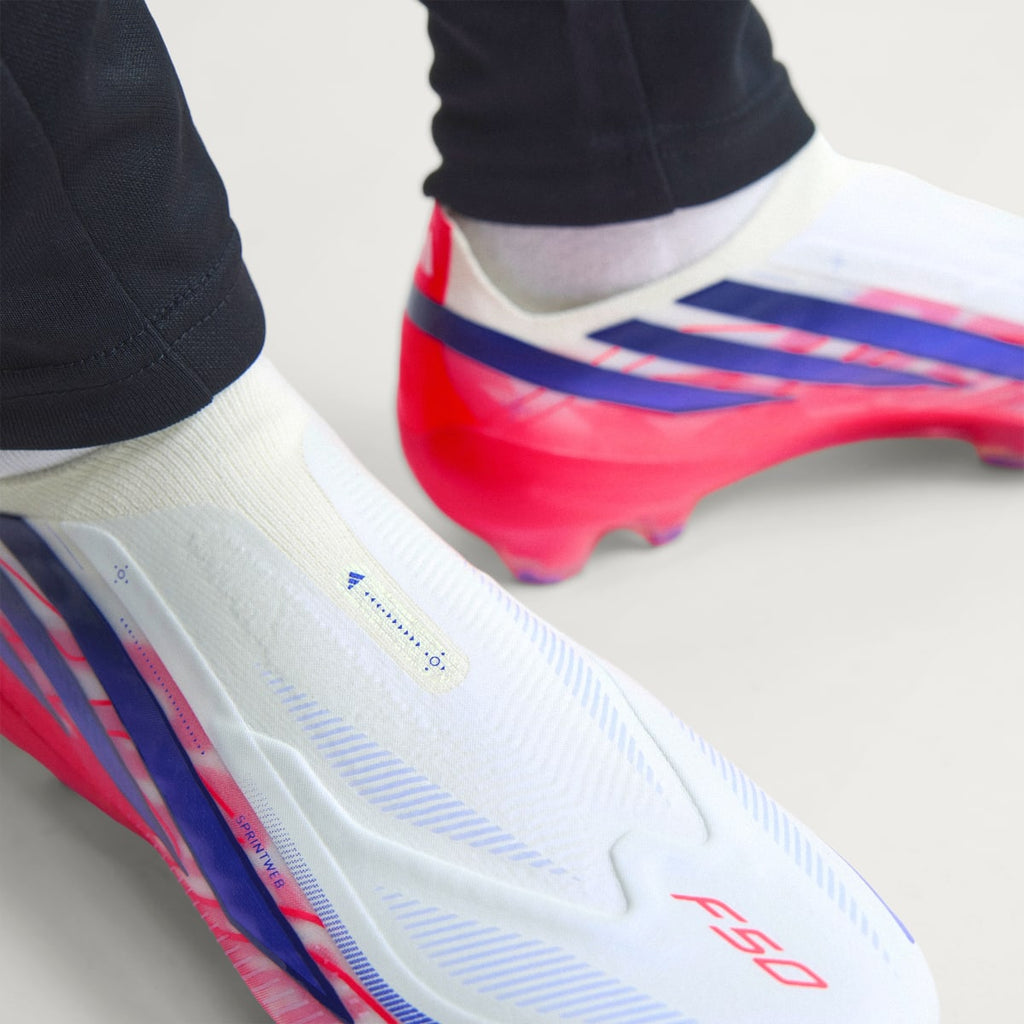 Adidas Women's F50 HYPERFAST ELITE Laceless Firm Ground Cleats - Cloud White / Solar Purple / Solar Turbo - Image 10