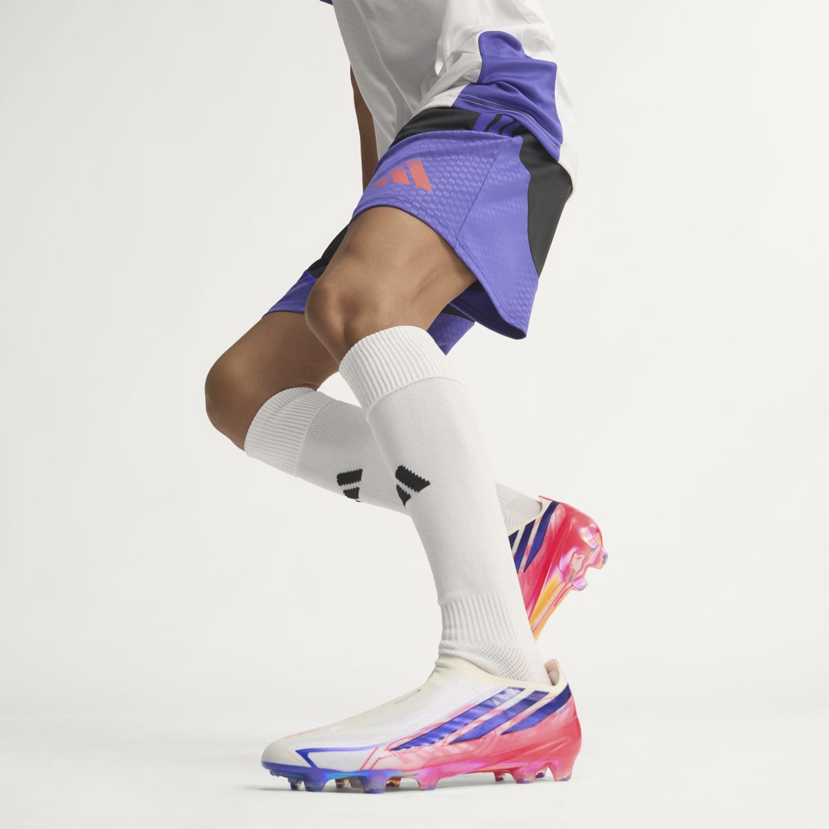 Adidas Women's F50 HYPERFAST ELITE Laceless Firm Ground Cleats - Cloud White / Solar Purple / Solar Turbo - Image 2