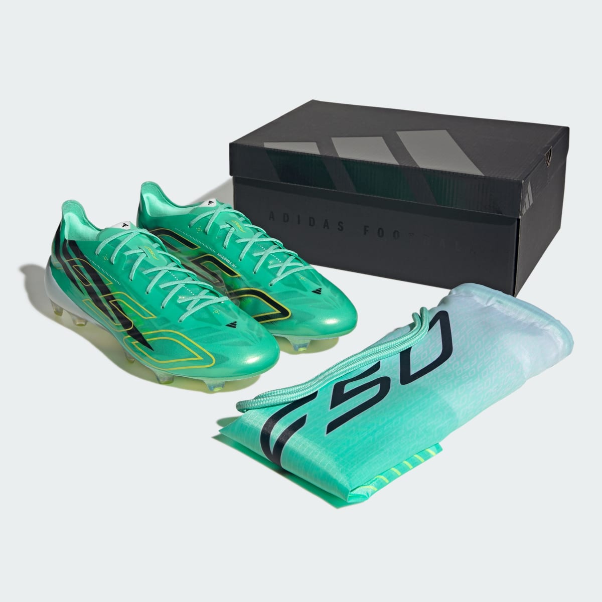 Adidas Women's F50 HYPERFAST EVO Firm Ground Soccer Cleats - Pulse Mint / Core Black / Solar Lemon - Image 9