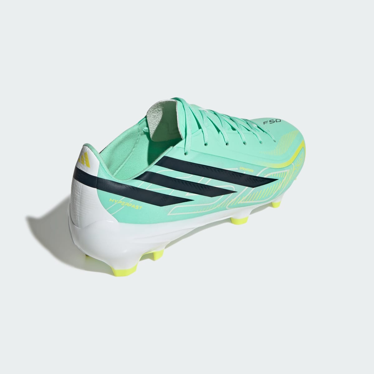 Adidas Men's F50 HYPERFAST LEAGUE Firm Ground Soccer Cleats - Pulse Mint / Night Navy / Solar Lemon - Image 6