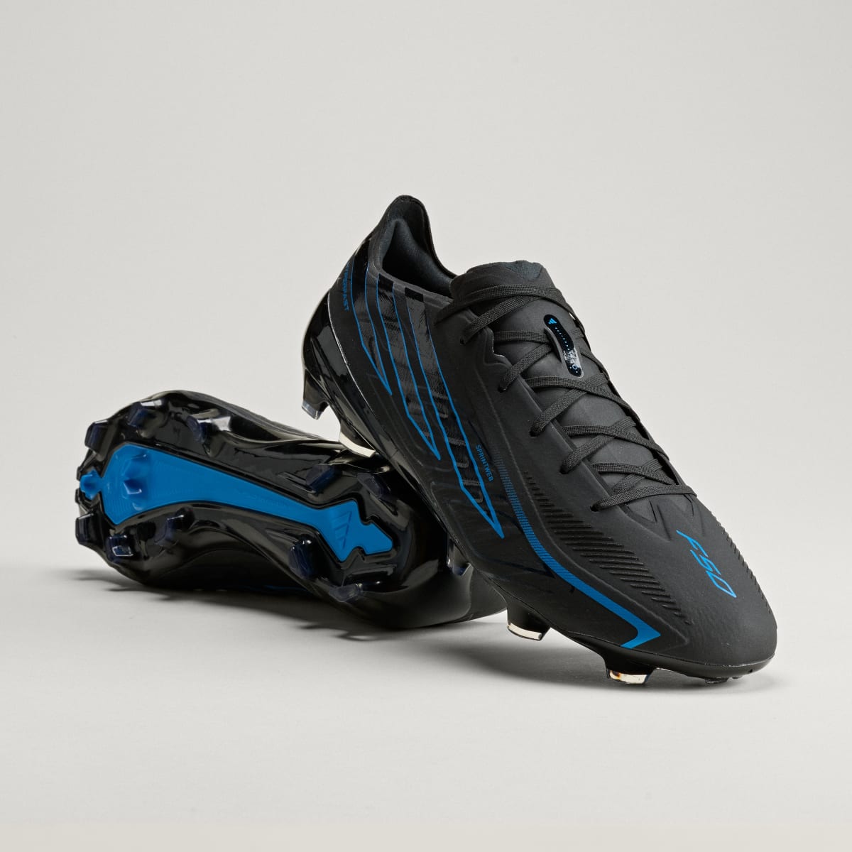 Adidas Men's F50 HYPERFAST PRO Firm Ground Soccer Cleats - Core Black / Core Black / Lucid Ray Blue - Image 1