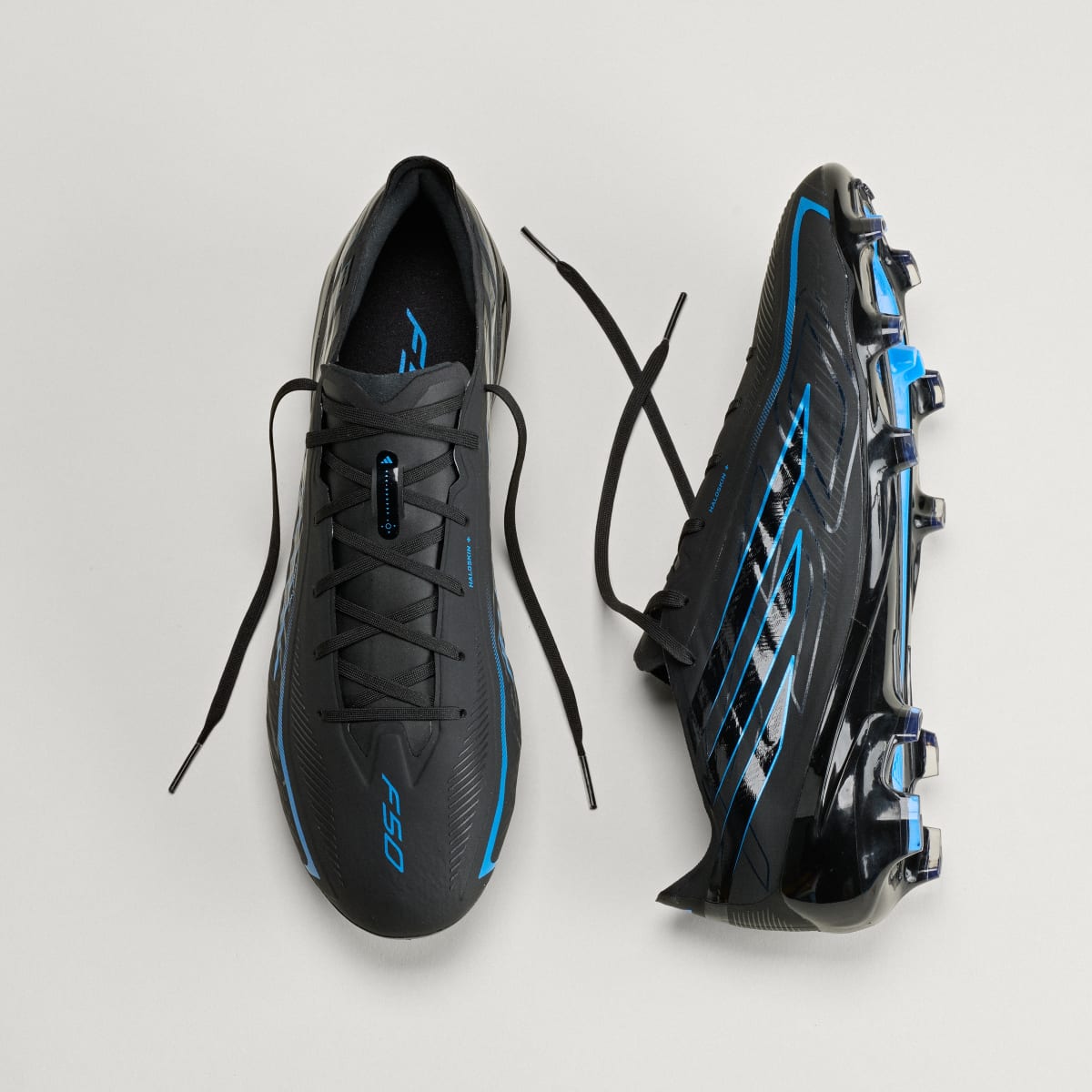 Adidas Men's F50 HYPERFAST PRO Firm Ground Soccer Cleats - Core Black / Core Black / Lucid Ray Blue - Image 4