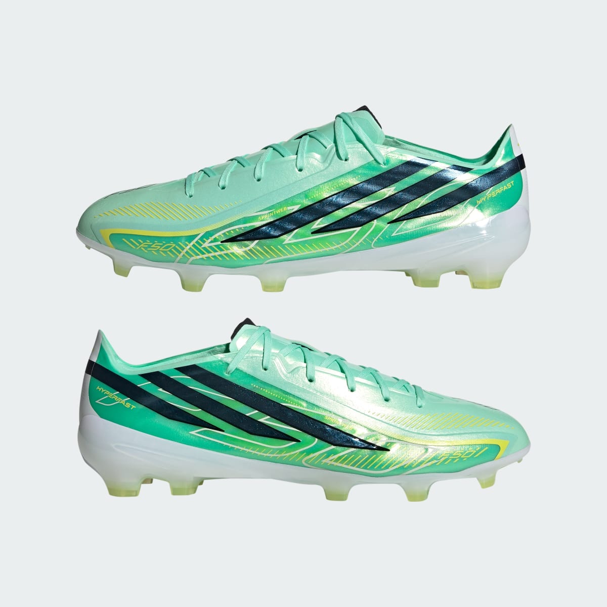 Adidas Women's F50 HYPERFAST PRO Firm Ground Soccer Cleats - Pulse Mint / Core Black / Solar Lemon - Image 8