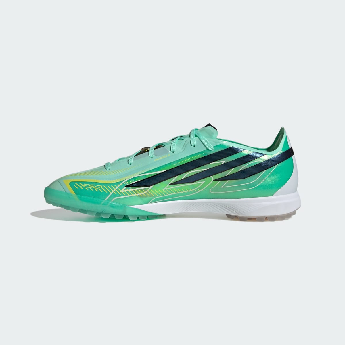 Adidas Men's F50 HYPERFAST PRO Turf Soccer Cleats - Pulse Mint / Core Black / Solar Lemon - Image 7