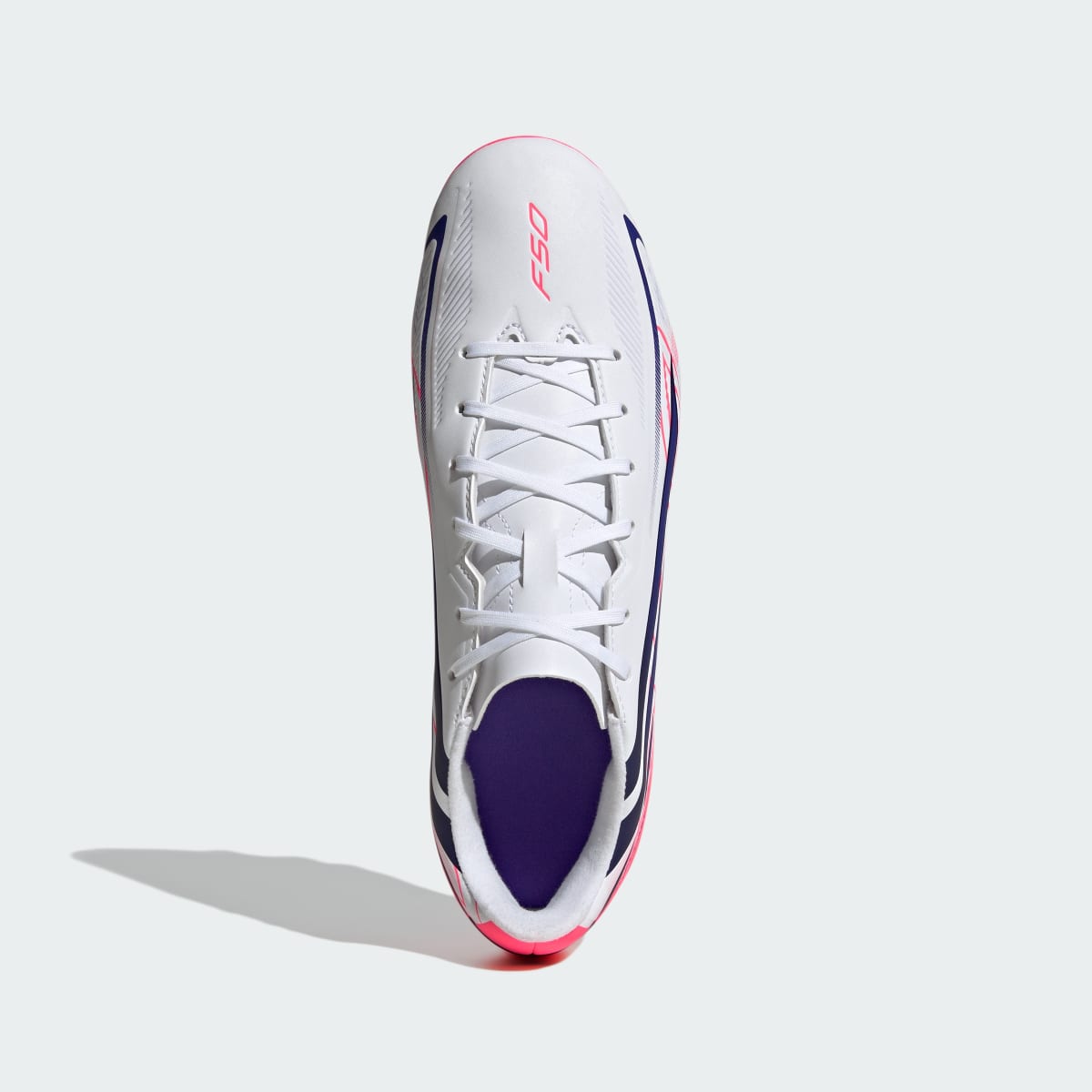 Adidas Men's F50 Hyperfast Club Firm Ground / Multi Ground Soccer Cleats - Cloud White / Solar Purple / Solar Turbo - Image 3