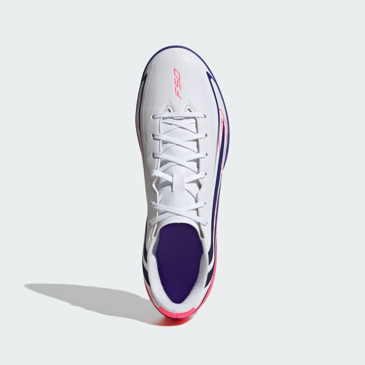 Adidas Women's F50 Hyperfast Club Turf Soccer Shoes - Cloud White / Solar Purple / Solar Turbo - Image 3
