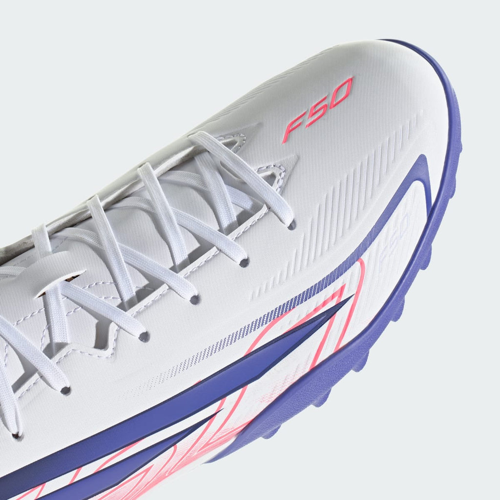 Adidas Women's F50 Hyperfast Club Turf Soccer Shoes - Cloud White / Solar Purple / Solar Turbo - Image 10