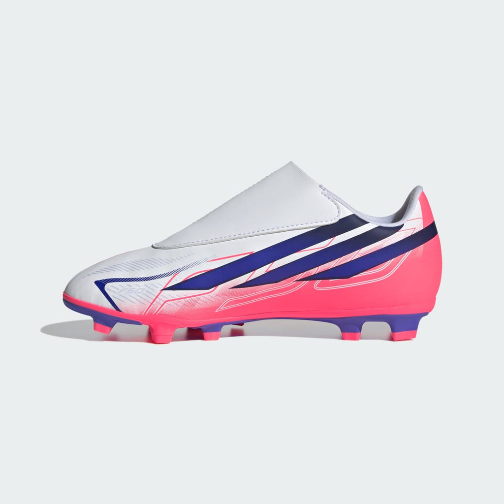 Adidas Kids' F50 Hyperfast Club Velcro Firm Ground / Multi Ground Soccer Cleats Kids - Cloud White / Solar Purple / Solar Turbo - Image 9