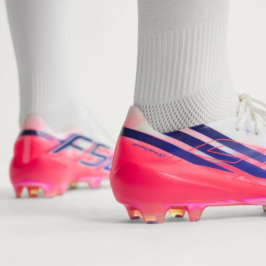 Adidas Women's F50 Hyperfast EVO Firm Ground Soccer Cleats - Cloud White / Solar Purple / Solar Turbo - Image 7