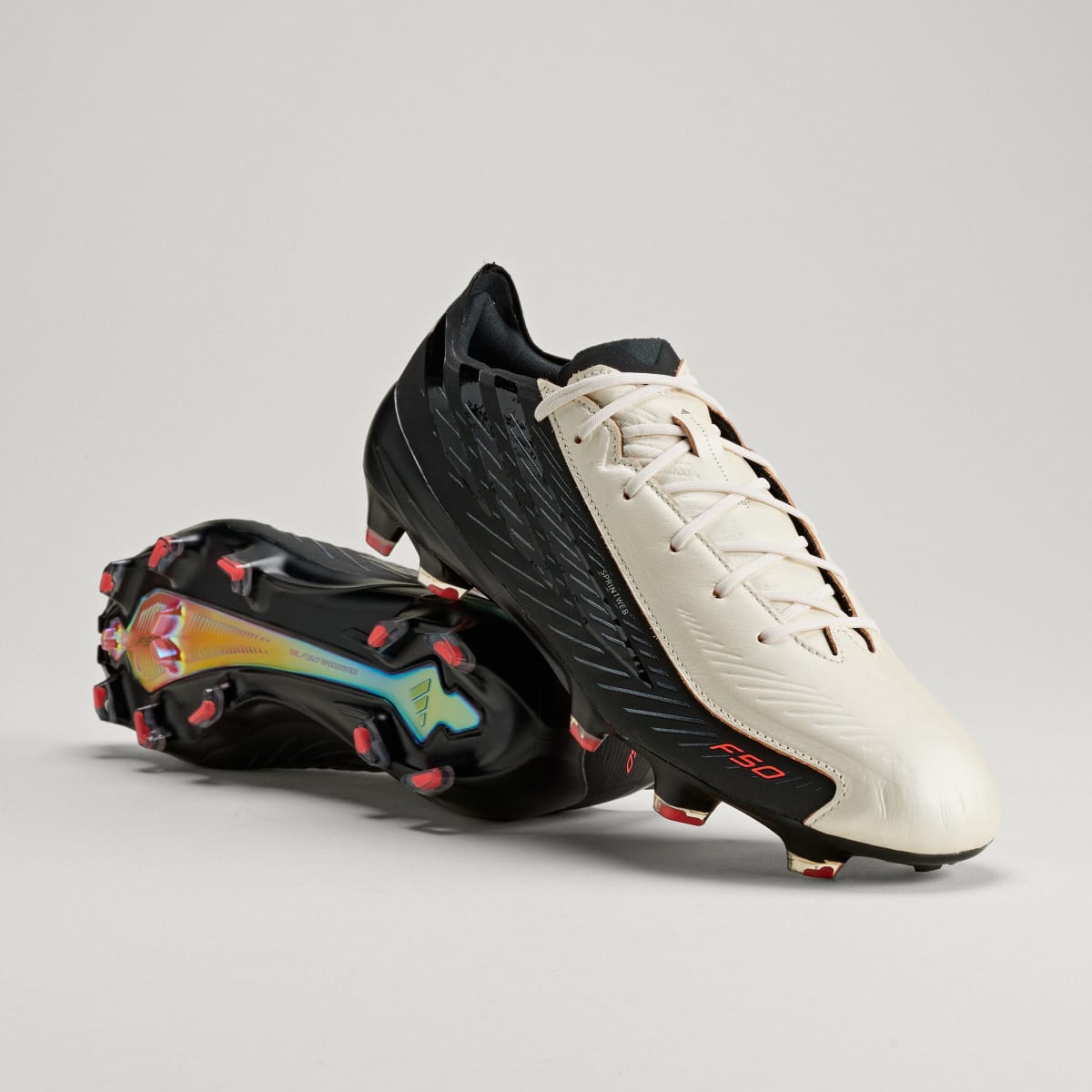 Adidas Men's F50 Hyperfast Elite L-TECH Firm Ground Cleats - Zero Metalic / Core Black / Solar Orange - Image 1