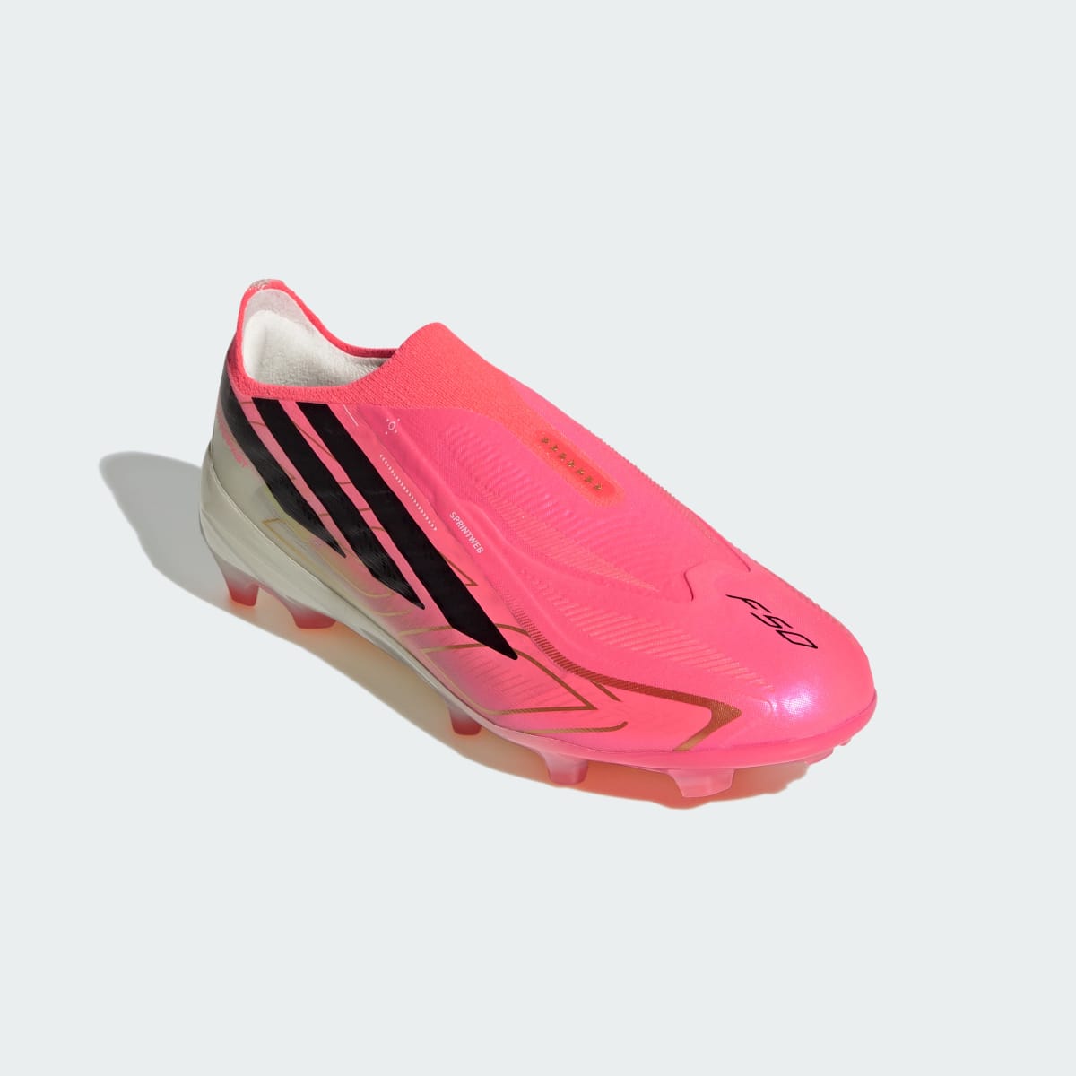 Adidas Kids' F50 Hyperfast Elite Laceless Firm Ground Soccer Cleats Kids - Solar Turbo / Core Black / Gold Metallic - Image 5