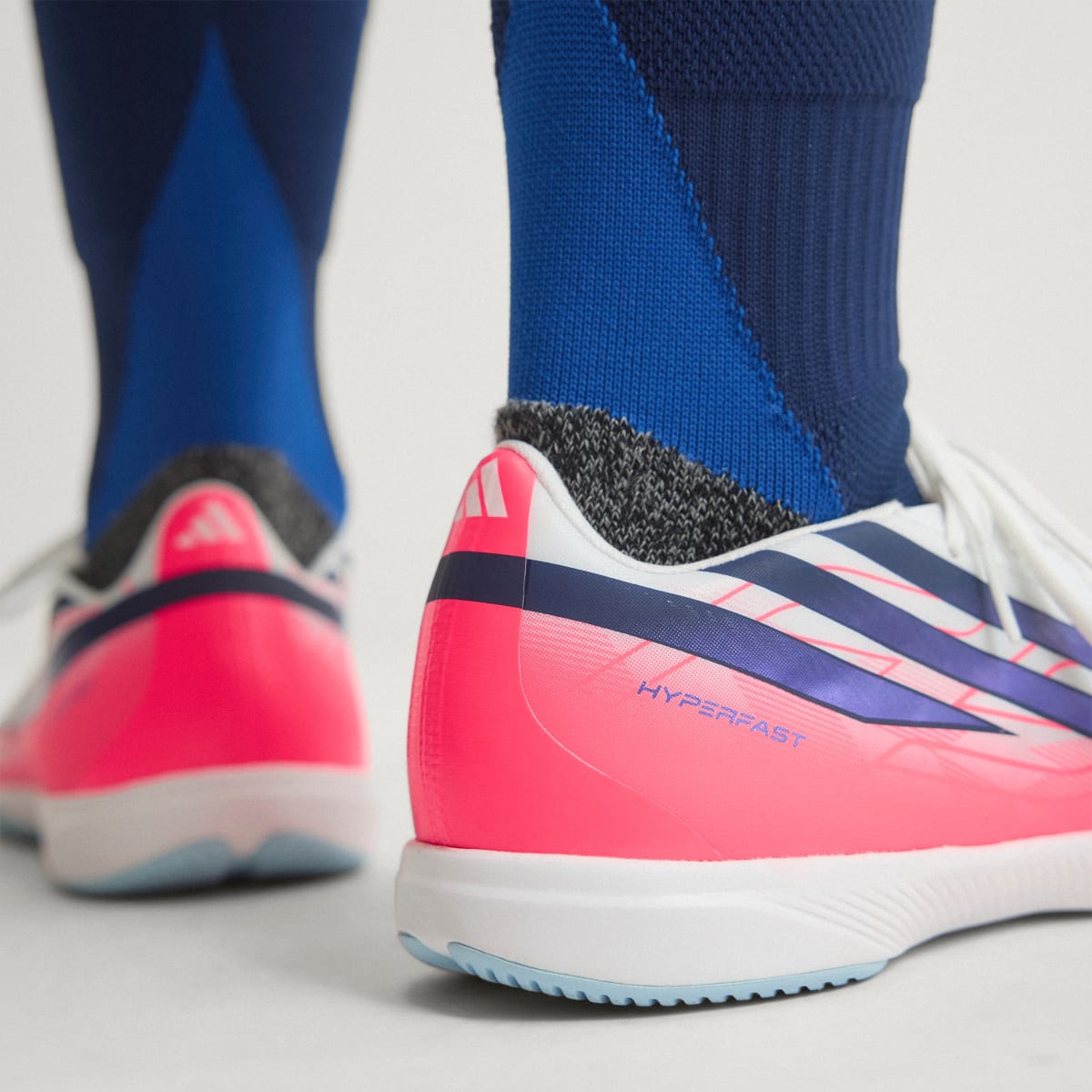 Adidas Women's F50 Hyperfast League Indoor Soccer Cleats - Cloud White / Solar Purple / Solar Turbo - Image 7