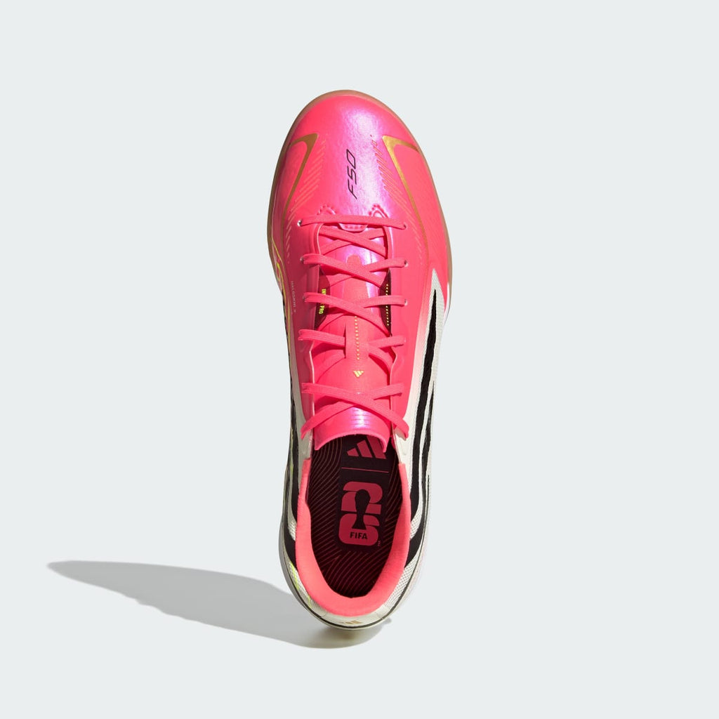 Adidas Women's F50 Hyperfast Pro Indoor Soccer Cleats - Solar Turbo / Core Black / Gold Metallic - Image 3