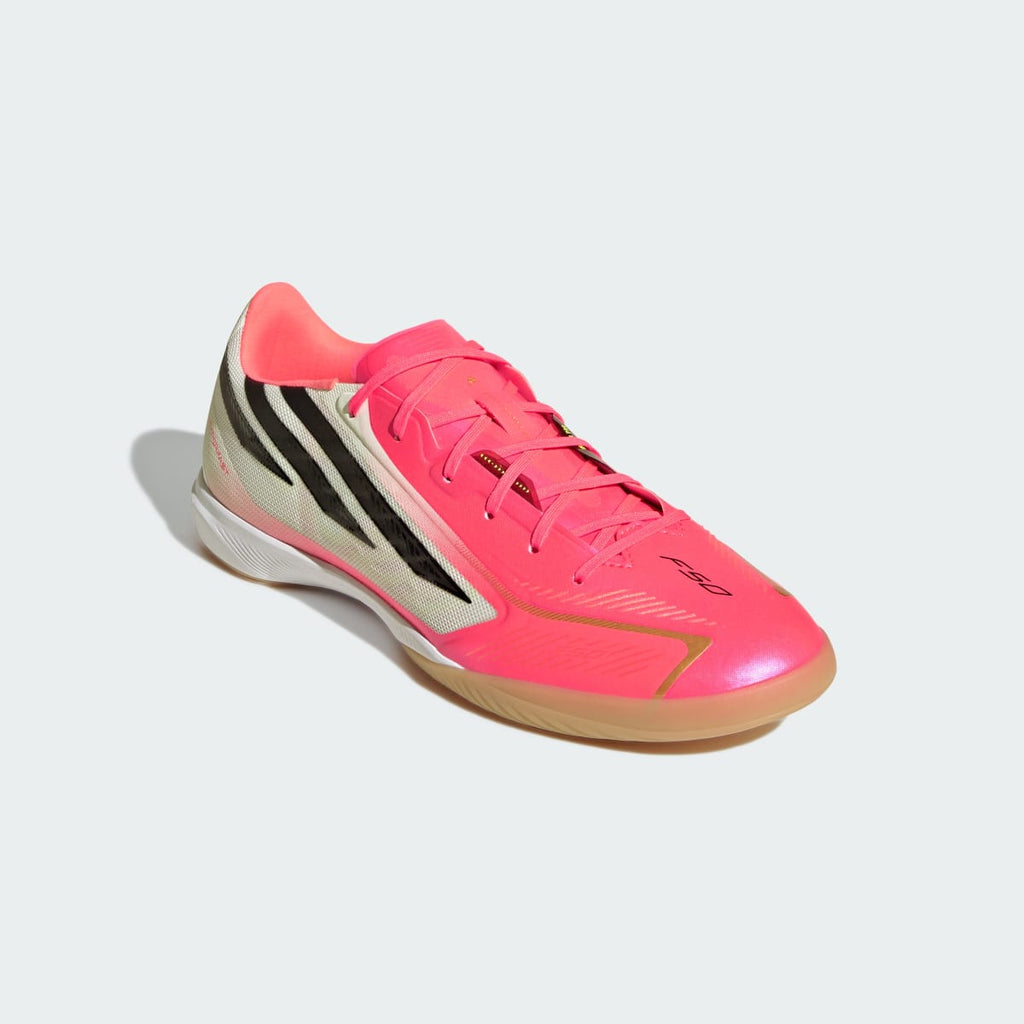 Adidas Women's F50 Hyperfast Pro Indoor Soccer Cleats - Solar Turbo / Core Black / Gold Metallic - Image 5