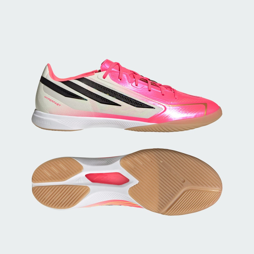 Adidas Women's F50 Hyperfast Pro Indoor Soccer Cleats - Solar Turbo / Core Black / Gold Metallic - Image 1