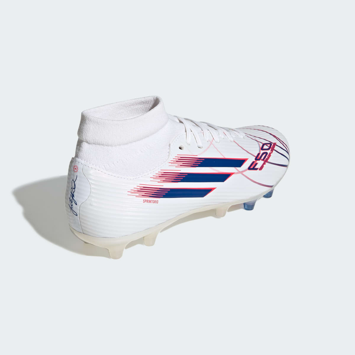 Adidas Women's F50 SPARKFUSION LEAGUE Mid Cut Firm Ground / Artificial Ground Soccer Cleats Womens - Cloud White / Royal Blue / Lucid Red - Image 6