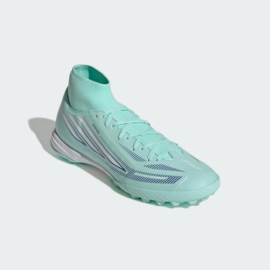 Adidas Women's F50 SPARKFUSION LEAGUE Mid Cut Turf Soccer Shoes Womens - Clear Mint / Cloud White / Solar Purple - Image 5