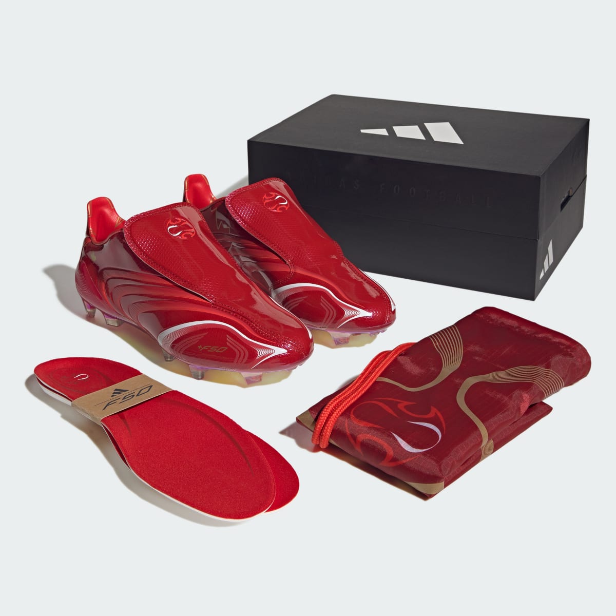 Adidas Men's F50 Tunit Firm Ground Soccer Cleats - Power Red / Hi-Res Red / Cloud White - Image 8
