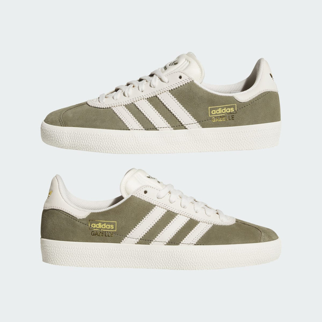 Adidas Men's GAZELLE ADV Shoes - Olive Strata / Chalk White / Gold Metallic - Image 7