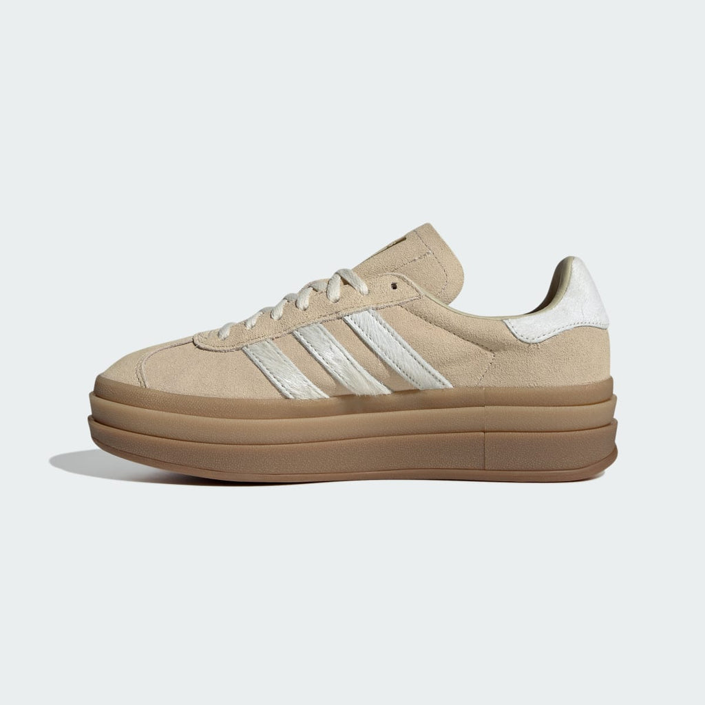 Adidas Women's GAZELLE BOLD SHOES - Stone Khaki / Cream White / Gold Metallic - Image 6