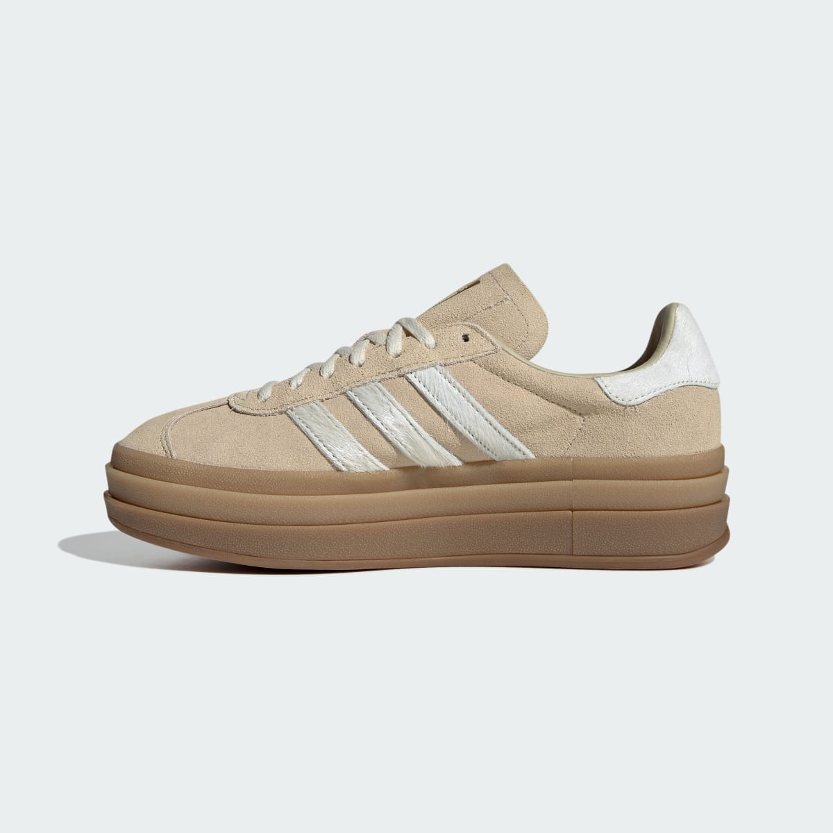 Adidas Women's GAZELLE BOLD SHOES - Stone Khaki / Cream White / Gold Metallic - Image 6